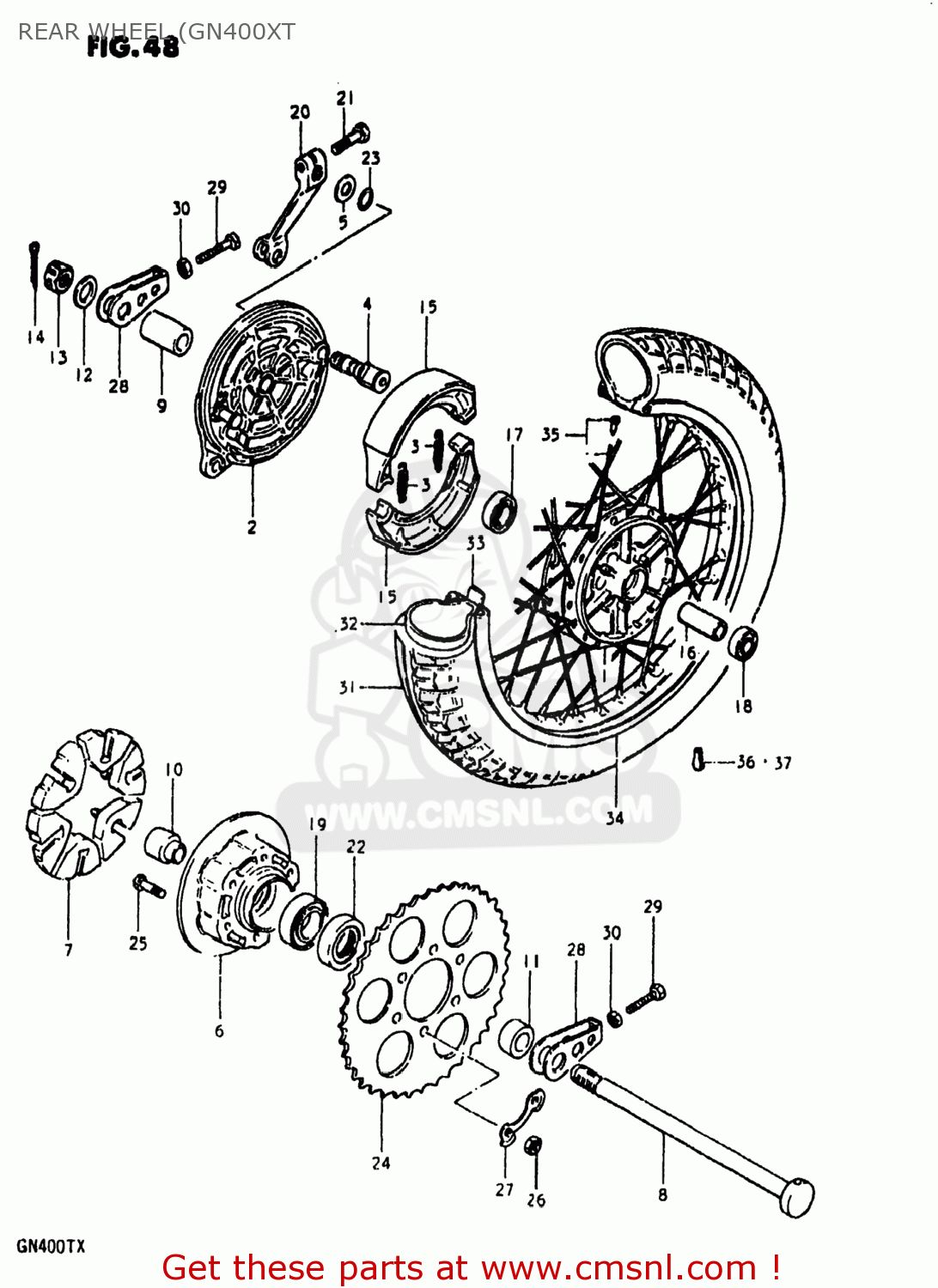 REAR WHEEL (GN400XT GN400XX 1981 (X) USA (E03)
