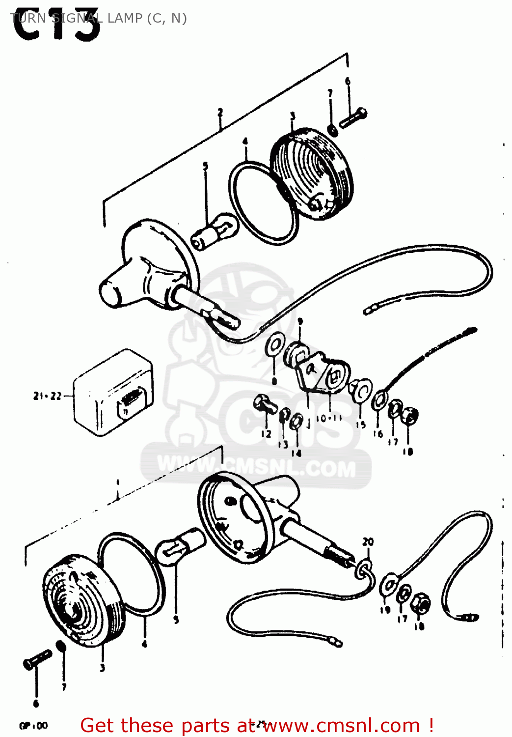 TURN SIGNAL LAMP (C, N) GP100 1978 (C) (E01 E02 E06 E13 E14 E24 E30)