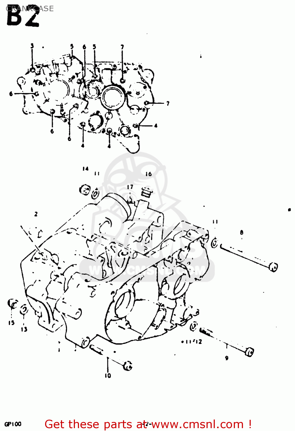 CRANKCASE GP100 1978 (C) (E01 E02 E06 E13 E14 E24 E30)