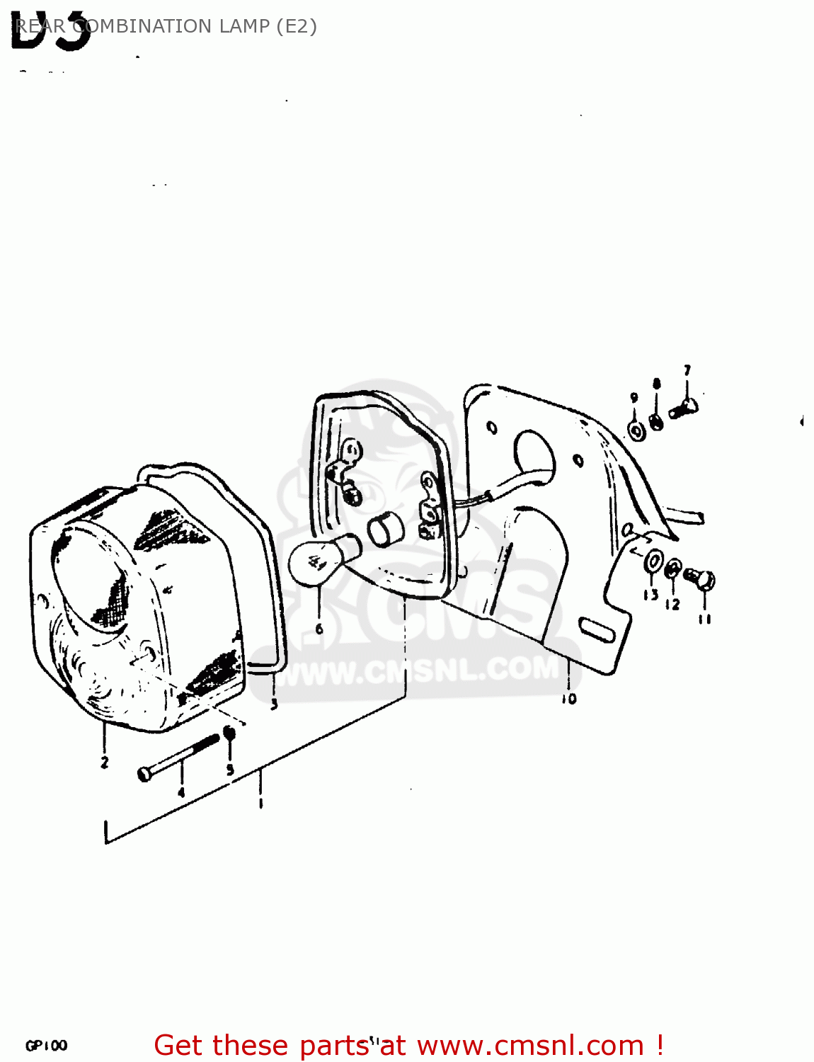 REAR COMBINATION LAMP (E2) GP100 1978 (C) (E01 E02 E06 E13 E14 E24 E30)