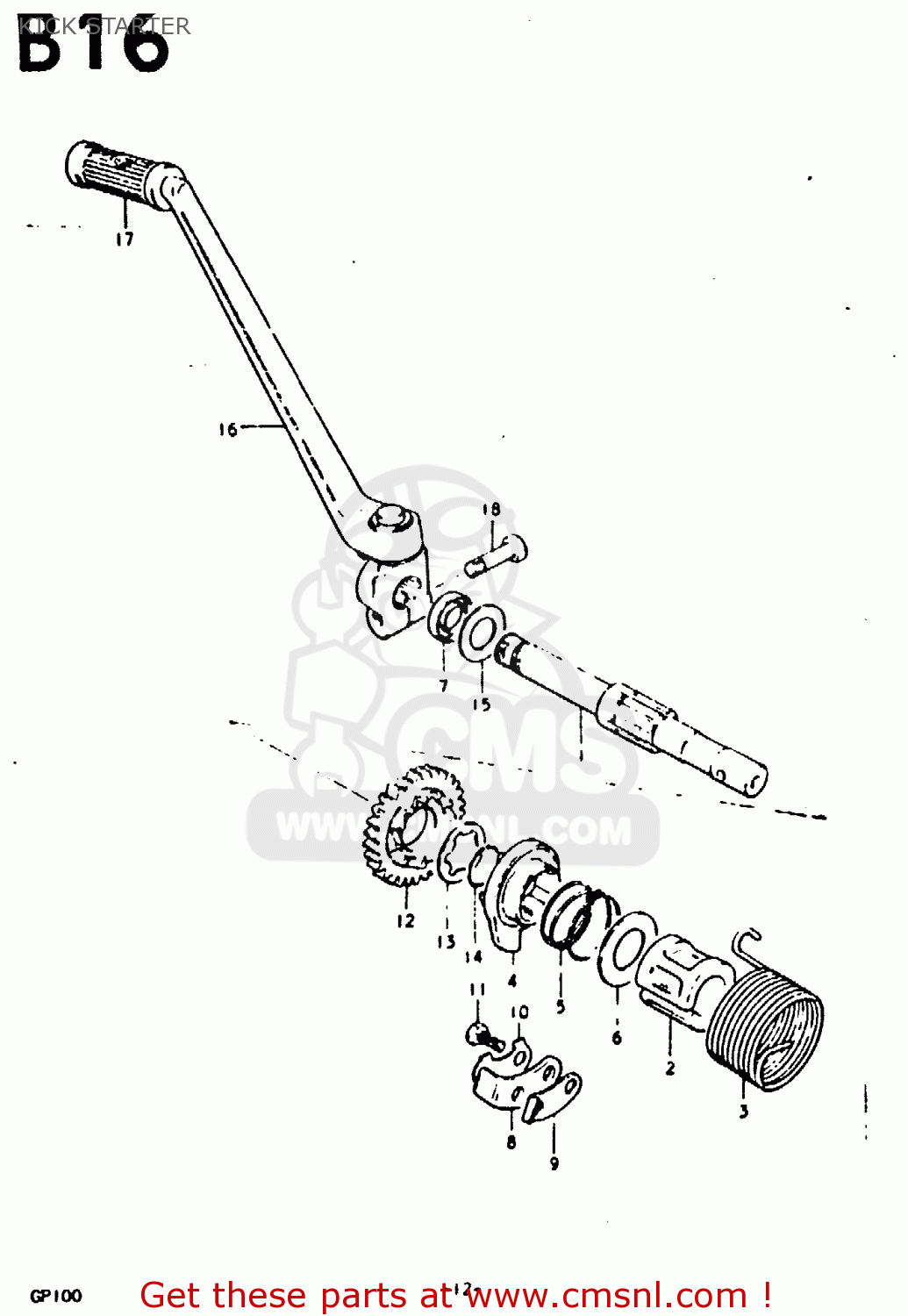 KICK STARTER GP100 1979 (N) (E01 E02 E06 E13 E14 E24 E30)