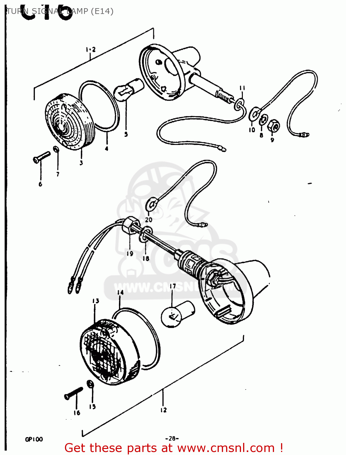 TURN SIGNAL LAMP (E14) GP100 1979 (N) (E01 E02 E06 E13 E14 E24 E30)