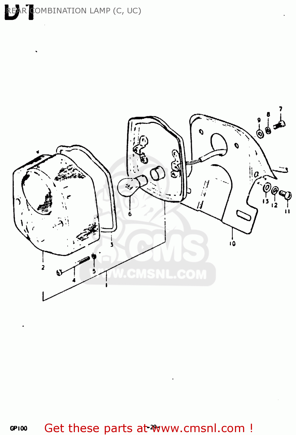 REAR COMBINATION LAMP (C, UC) GP100 1979 (N) (E01 E02 E06 E13 E14 E24 E30)