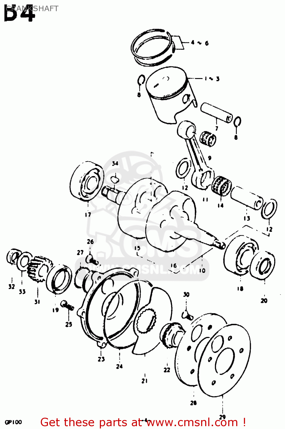 CRANKSHAFT GP100 1979 (N) (E01 E02 E06 E13 E14 E24 E30)