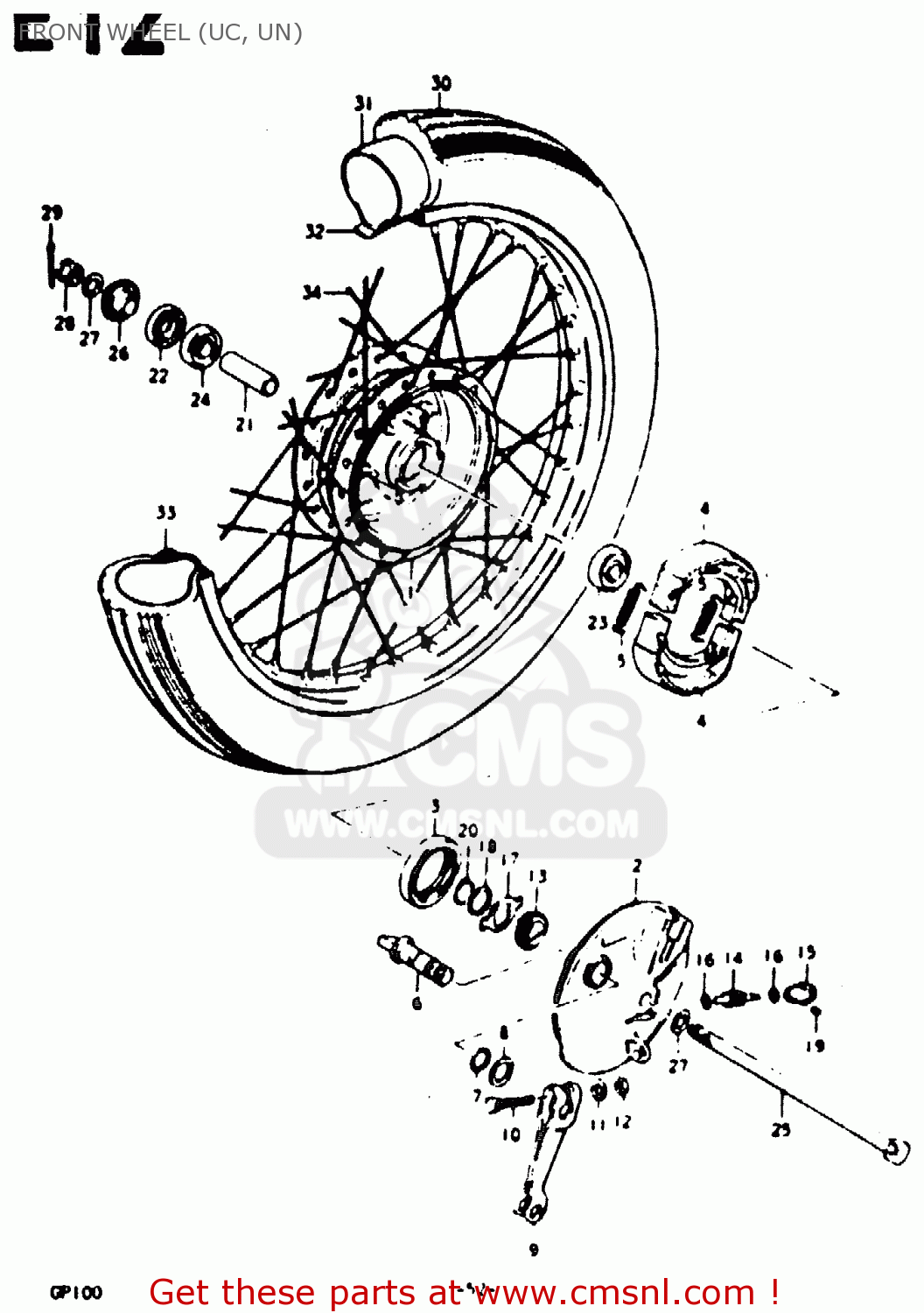 FRONT WHEEL (UC, UN) GP100 1979 (N) (E01 E02 E06 E13 E14 E24 E30)