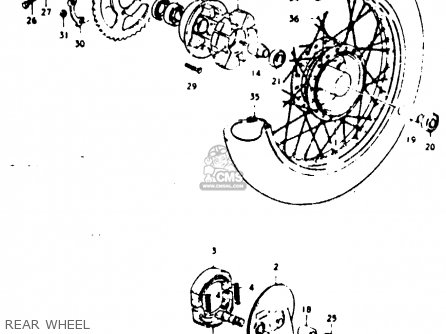 REAR WHEEL - GP100 1979 (N) (E01 E02 E06 E13 E14 E24 E30)