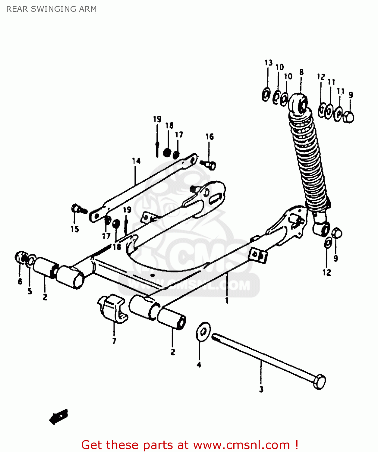 REAR SWINGING ARM GP100 1983 (D) UNITED KINGDOM (E02)
