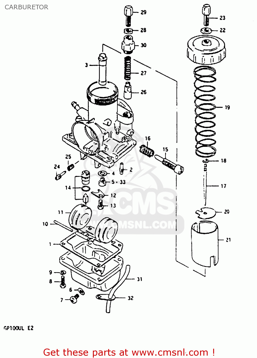 CARBURETOR GP100 1983 (D) UNITED KINGDOM (E02)