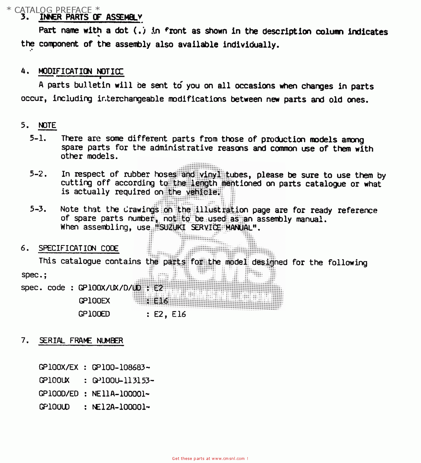 * CATALOG PREFACE * GP100 1983 (D) UNITED KINGDOM (E02)