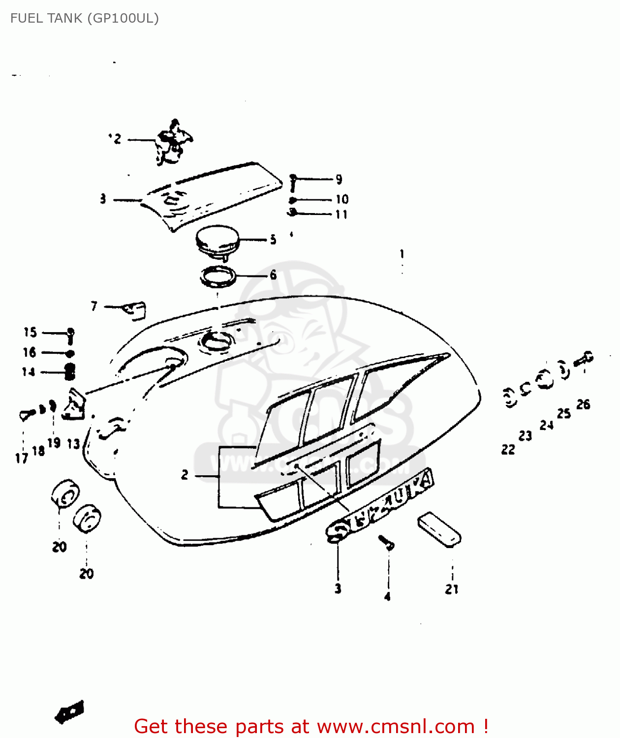 FUEL TANK (GP100UL) GP100E 1981 (X) NORWAY (E16)