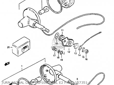 TURN SIGNAL LAMP (GP100UD/UL E2 F.NO. 107351-) - GP100E 1981 (X) NORWAY (E16)