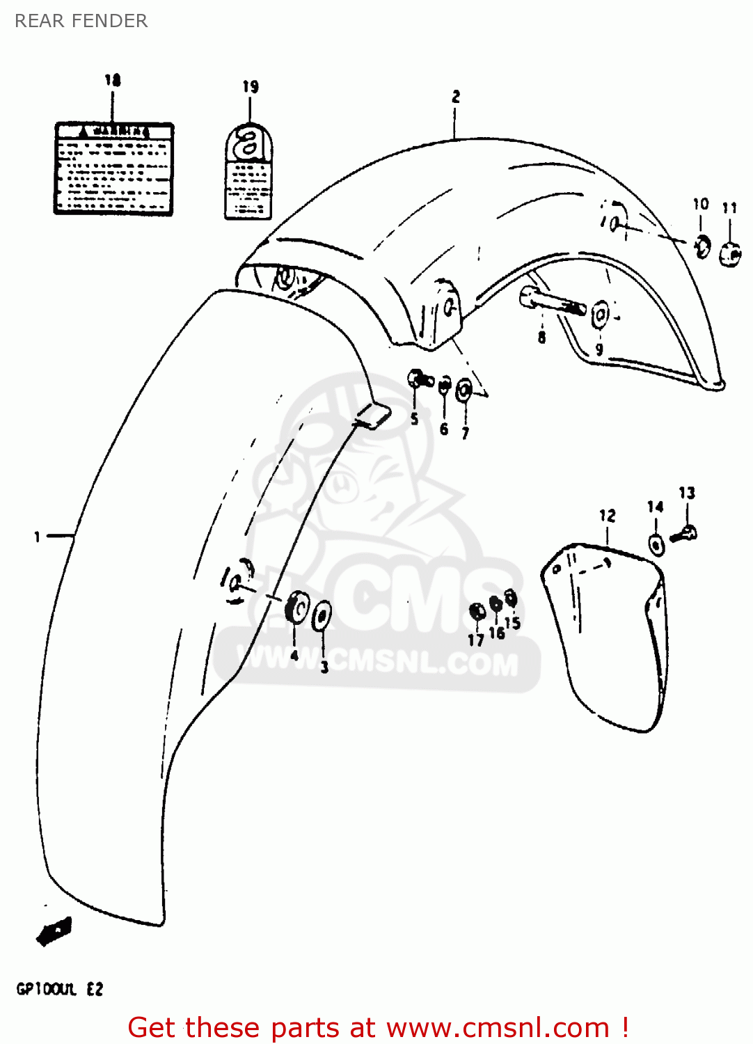REAR FENDER GP100E 1983 (D) UNITED KINGDOM NORWAY (E02 E16)