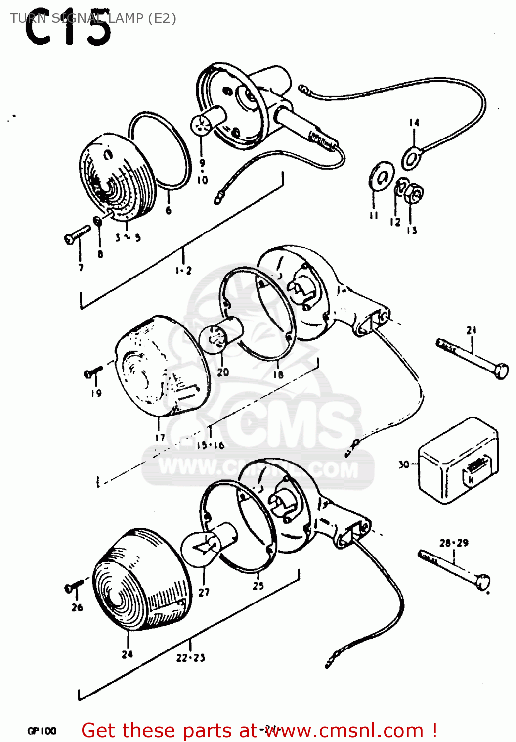 TURN SIGNAL LAMP (E2) GP100U 1978 (C) (E01 E02 E06 E13 E14 E24 E30)