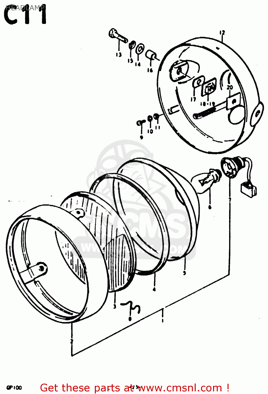 HEADLAMP GP100U 1979 (N) (E01 E02 E06 E13 E14 E24 E30)