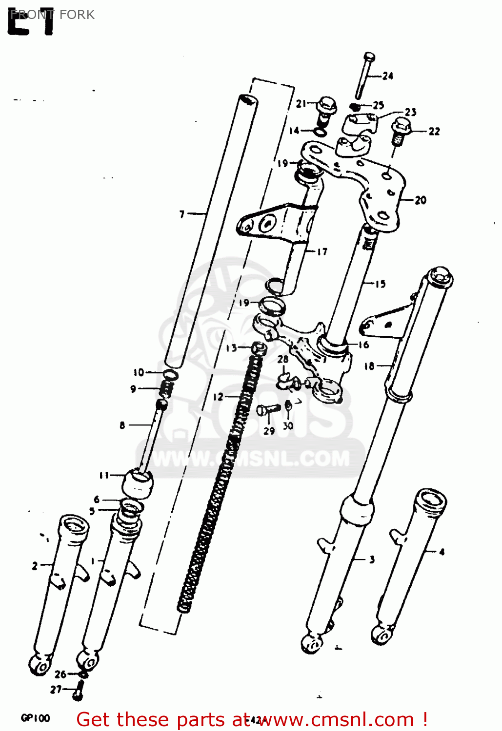 FRONT FORK GP100U 1979 (N) (E01 E02 E06 E13 E14 E24 E30)