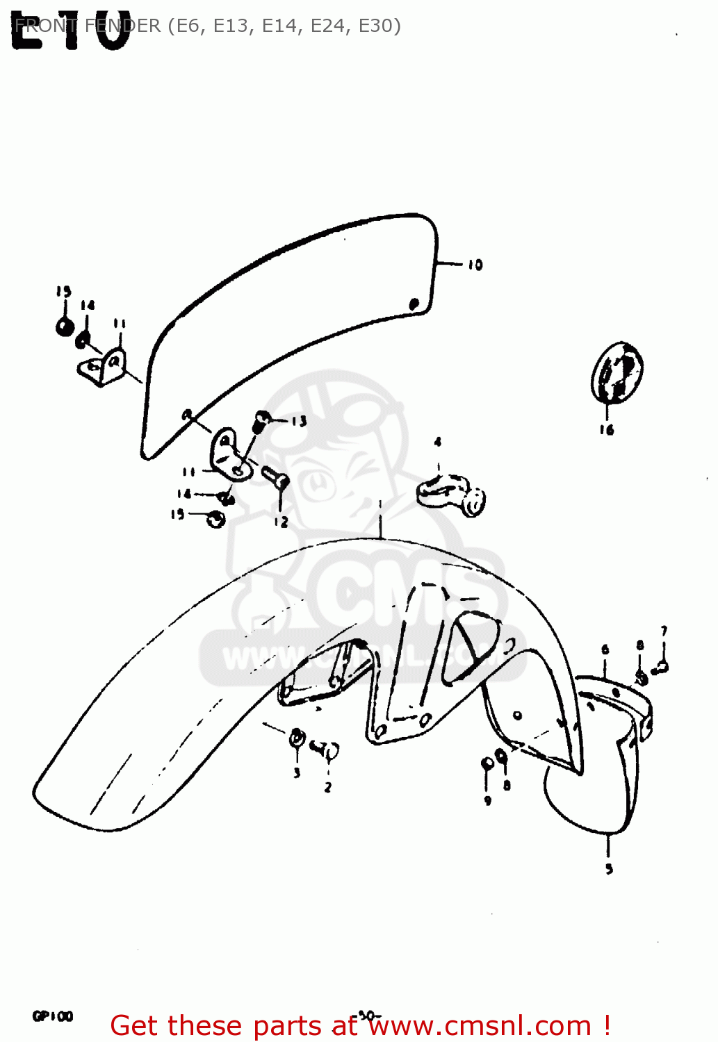FRONT FENDER (E6, E13, E14, E24, E30) GP100U 1979 (N) (E01 E02 E06 E13 E14 E24 E30)