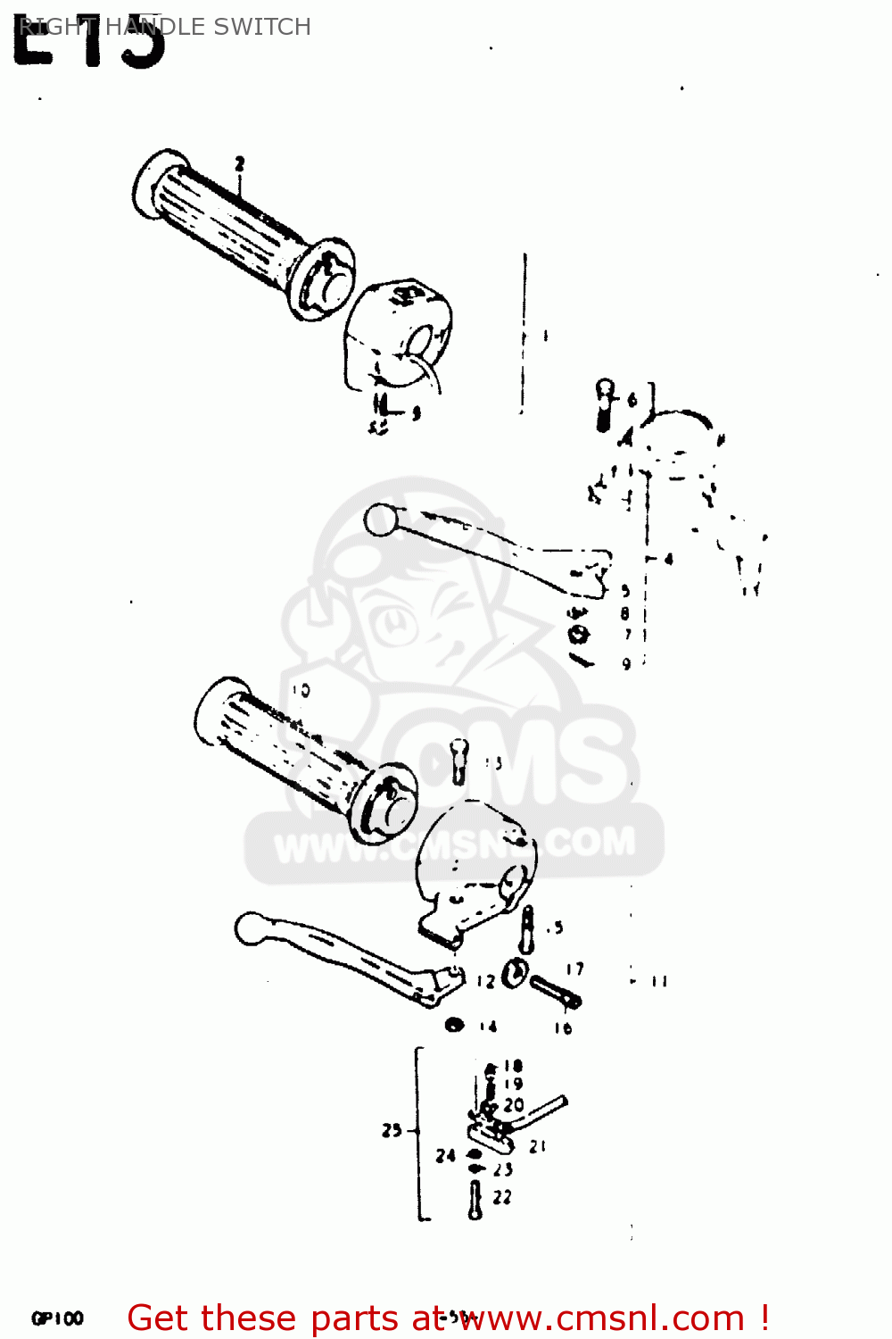 RIGHT HANDLE SWITCH GP100U 1979 (N) (E01 E02 E06 E13 E14 E24 E30)