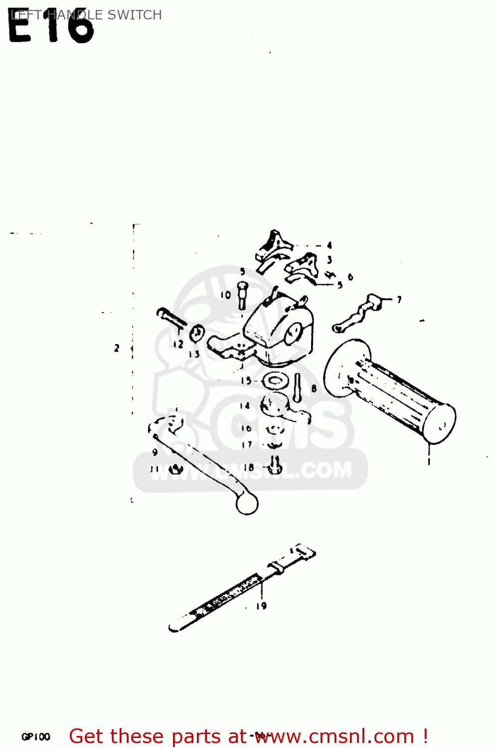 LEFT HANDLE SWITCH GP100U 1979 (N) (E01 E02 E06 E13 E14 E24 E30)