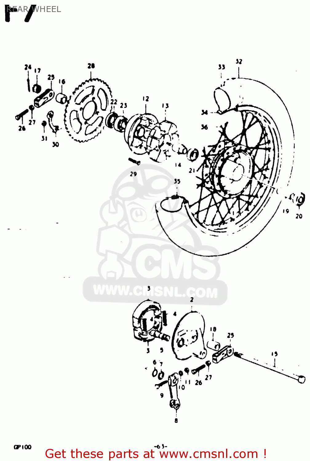 REAR WHEEL GP100U 1979 (N) (E01 E02 E06 E13 E14 E24 E30)