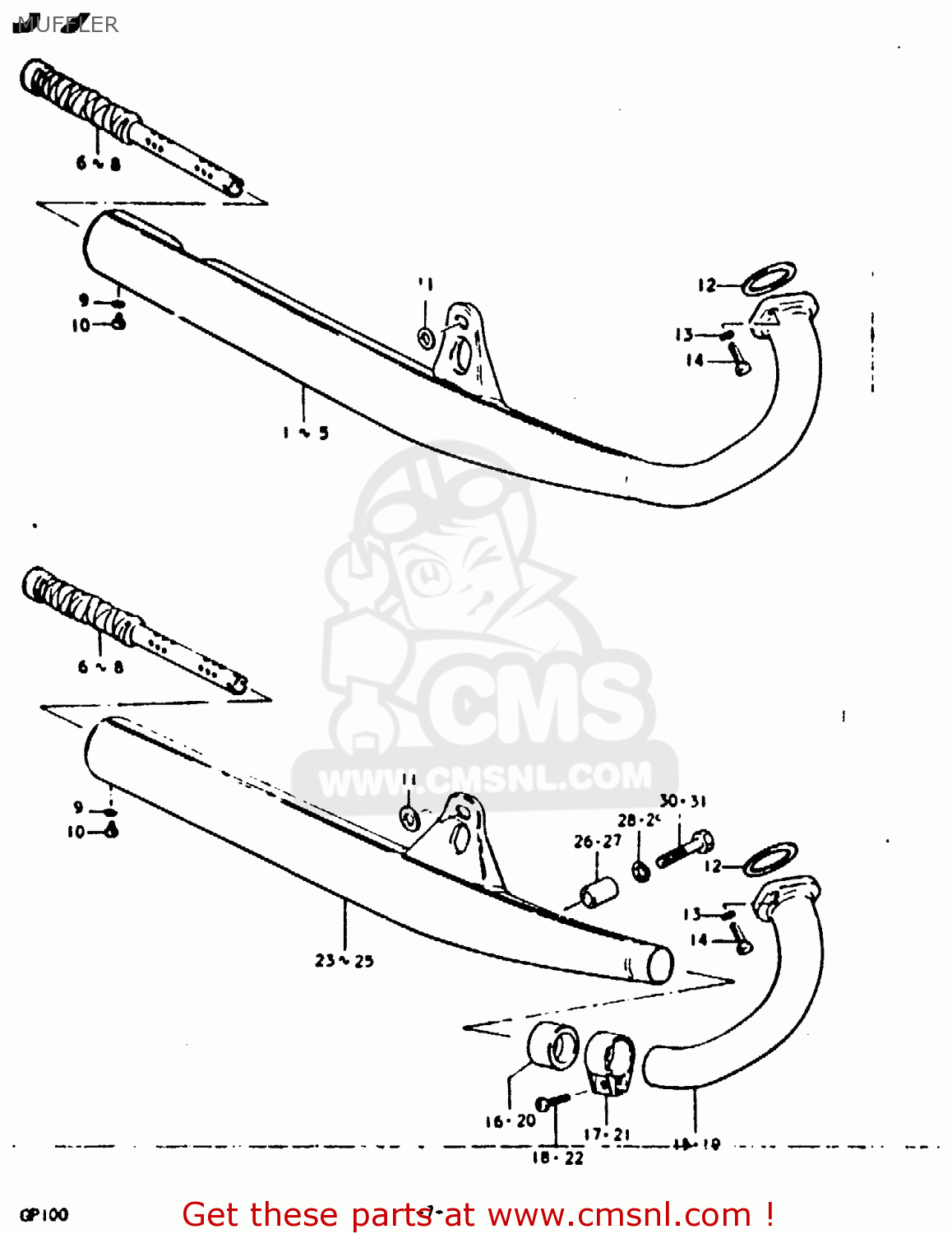 MUFFLER GP100U 1979 (N) (E01 E02 E06 E13 E14 E24 E30)