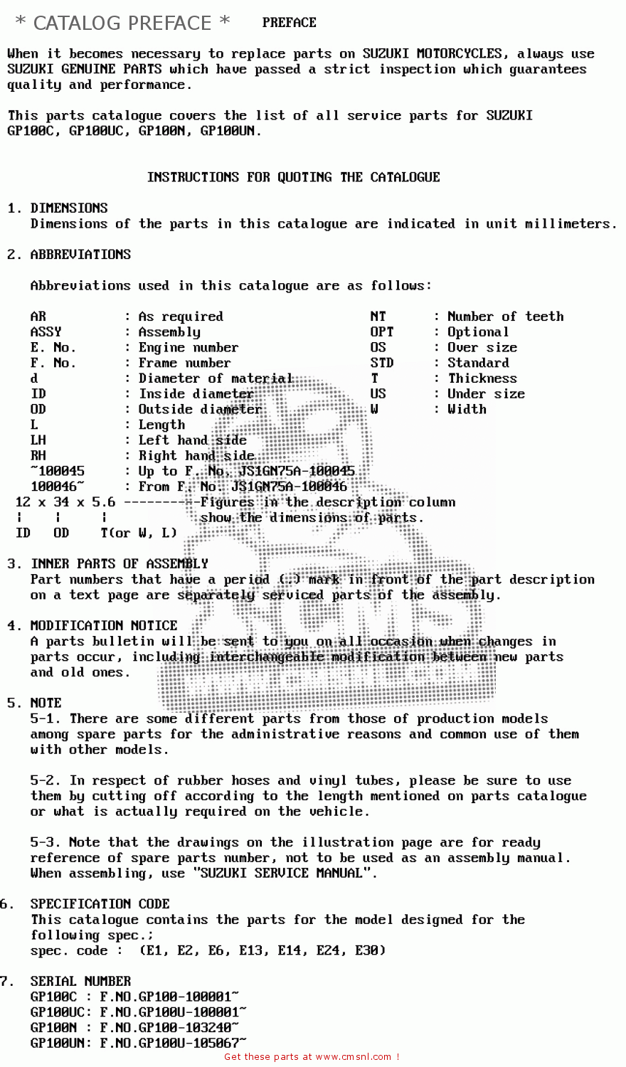 * CATALOG PREFACE * GP100U 1979 (N) (E01 E02 E06 E13 E14 E24 E30)