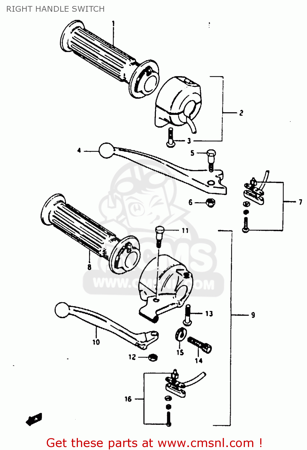 RIGHT HANDLE SWITCH GP100U 1983 (D) UNITED KINGDOM (E02)