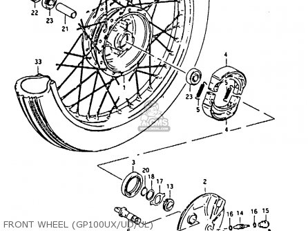 FRONT WHEEL (GP100UX/UD/UL) - GP100U 1983 (D) UNITED KINGDOM (E02)