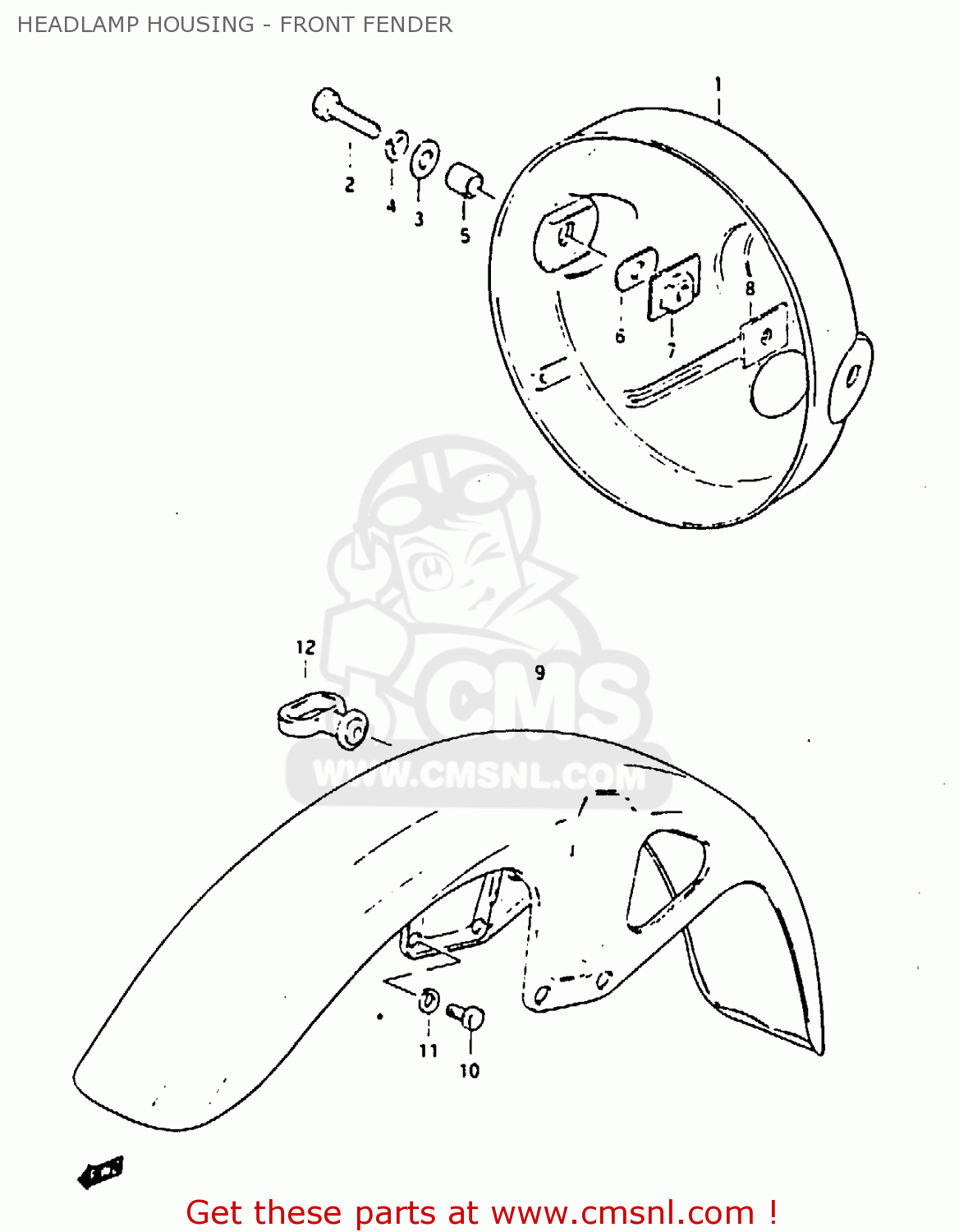 HEADLAMP HOUSING - FRONT FENDER GP100U 1990 (L)