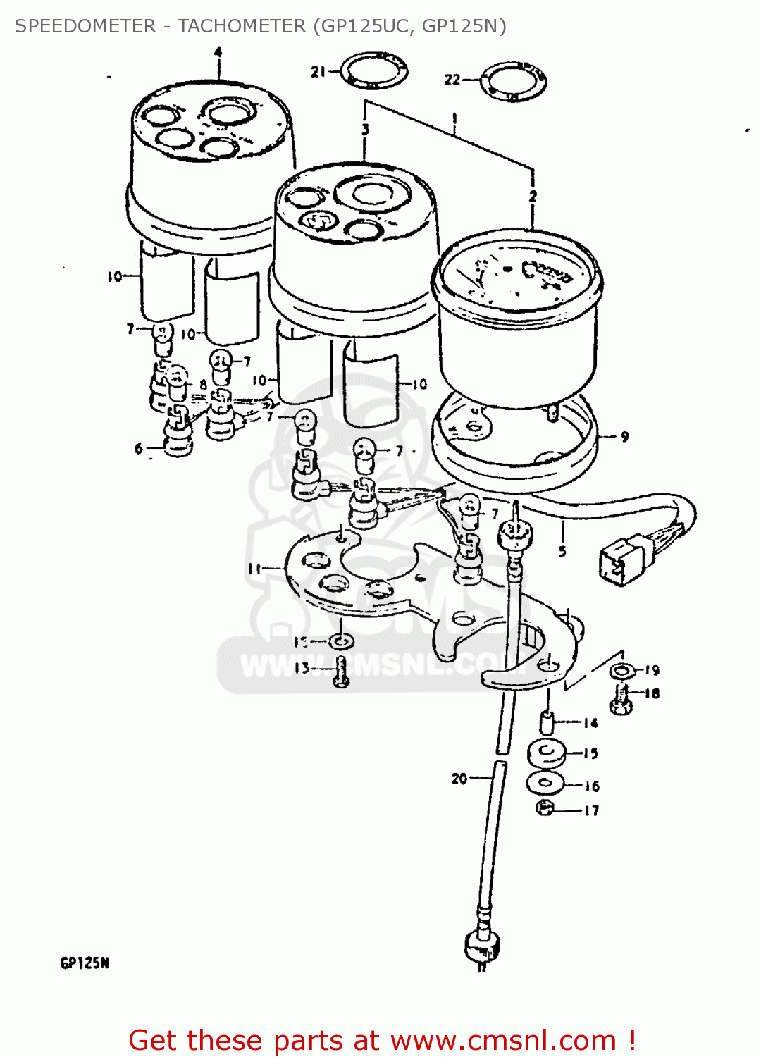 SPEEDOMETER - TACHOMETER (GP125UC, GP125N) GP125 1978 (C) (E01 E02 E04 E06 E13 E17 E18 E21 E22 E24 E30)