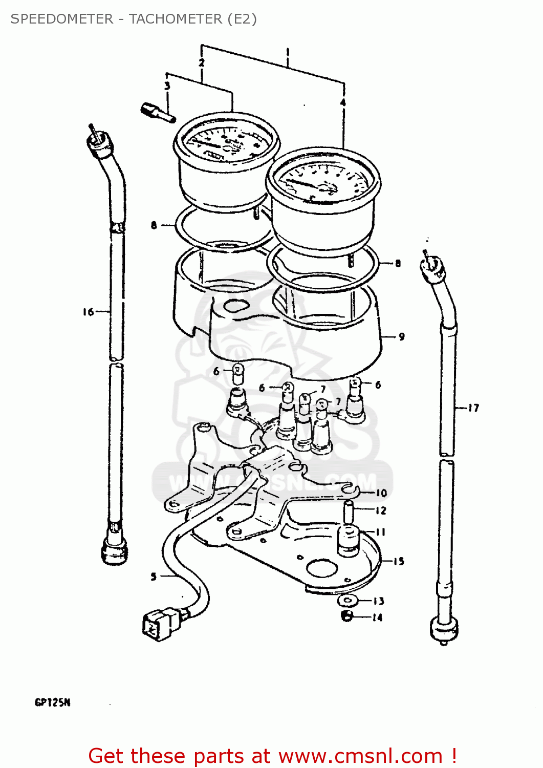 SPEEDOMETER - TACHOMETER (E2) GP125 1978 (C) (E01 E02 E04 E06 E13 E17 E18 E21 E22 E24 E30)