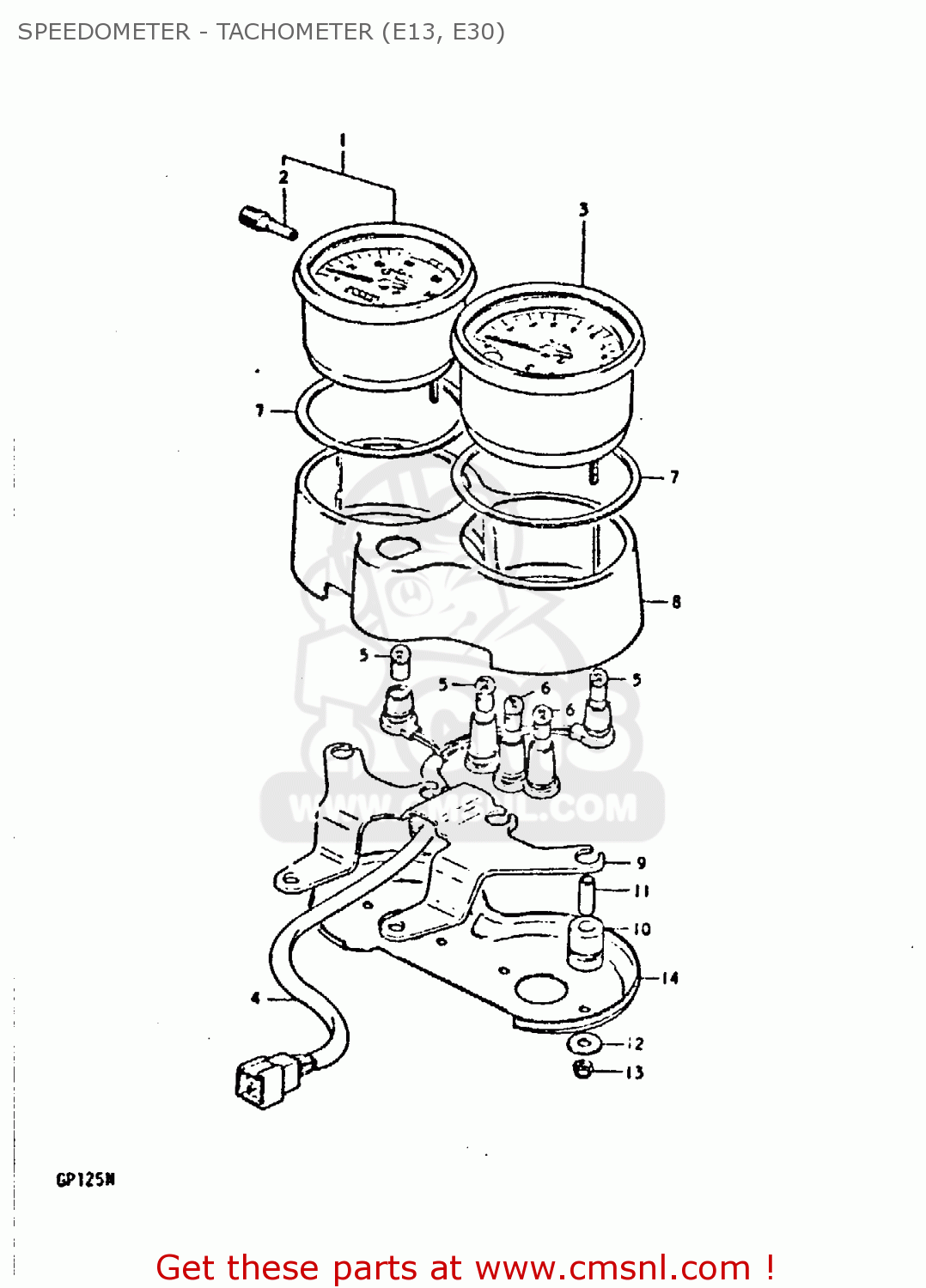 SPEEDOMETER - TACHOMETER (E13, E30) GP125 1978 (C) (E01 E02 E04 E06 E13 E17 E18 E21 E22 E24 E30)