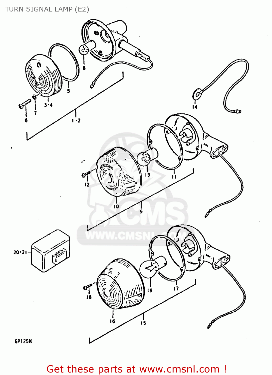 TURN SIGNAL LAMP (E2) GP125 1978 (C) (E01 E02 E04 E06 E13 E17 E18 E21 E22 E24 E30)