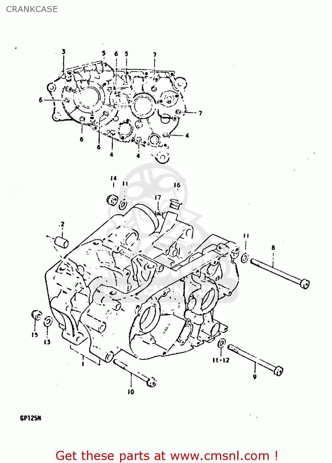 CRANKCASE GP125 1978 (C) (E01 E02 E04 E06 E13 E17 E18 E21 E22 E24 E30)