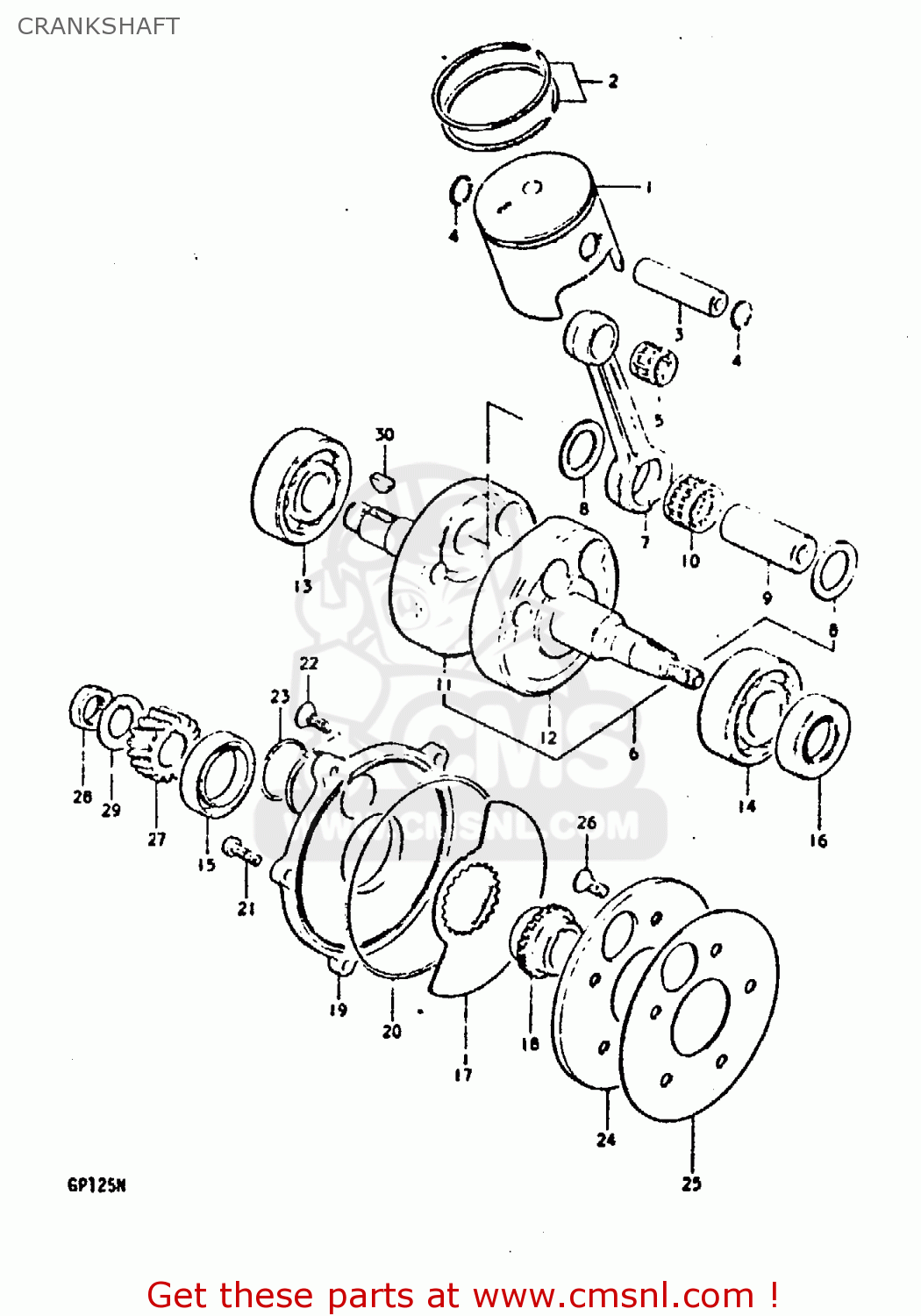 CRANKSHAFT GP125 1978 (C) (E01 E02 E04 E06 E13 E17 E18 E21 E22 E24 E30)