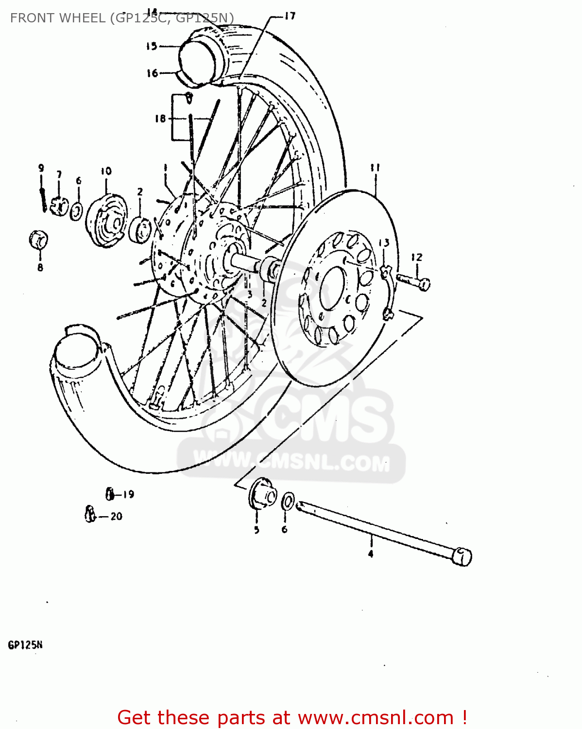 FRONT WHEEL (GP125C, GP125N) GP125 1978 (C) (E01 E02 E04 E06 E13 E17 E18 E21 E22 E24 E30)
