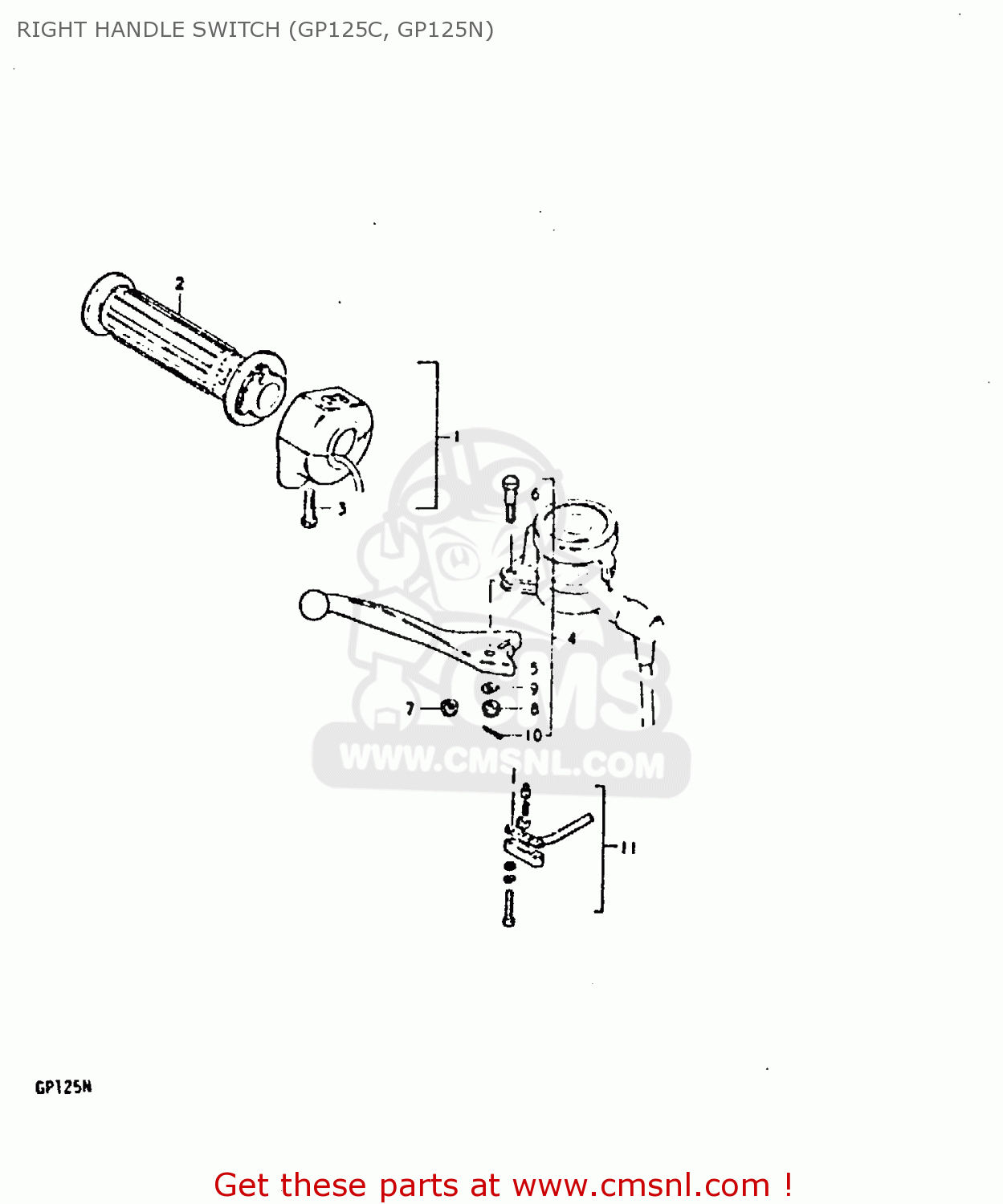 RIGHT HANDLE SWITCH (GP125C, GP125N) GP125 1978 (C) (E01 E02 E04 E06 E13 E17 E18 E21 E22 E24 E30)