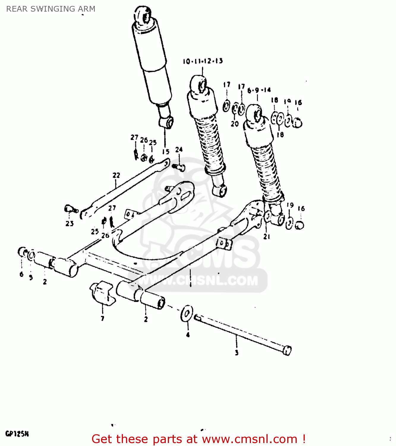 REAR SWINGING ARM GP125 1978 (C) (E01 E02 E04 E06 E13 E17 E18 E21 E22 E24 E30)