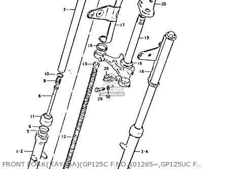 FRONT FORK(KAYABA)(GP125C F.NO.101265~,GP125UC F.NO.101623~ - GP125 1978 (C) (E01 E02 E04 E06 E13 E17 E18 E21 E22 E24 E30)