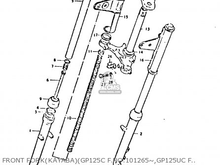 FRONT FORK(KAYABA)(GP125C F.NO.101265~,GP125UC F.NO.101623~) - GP125 1978 (C) (E01 E02 E04 E06 E13 E17 E18 E21 E22 E24 E30)