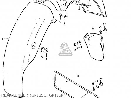 REAR FENDER (GP125C, GP125N) - GP125 1978 (C) (E01 E02 E04 E06 E13 E17 E18 E21 E22 E24 E30)