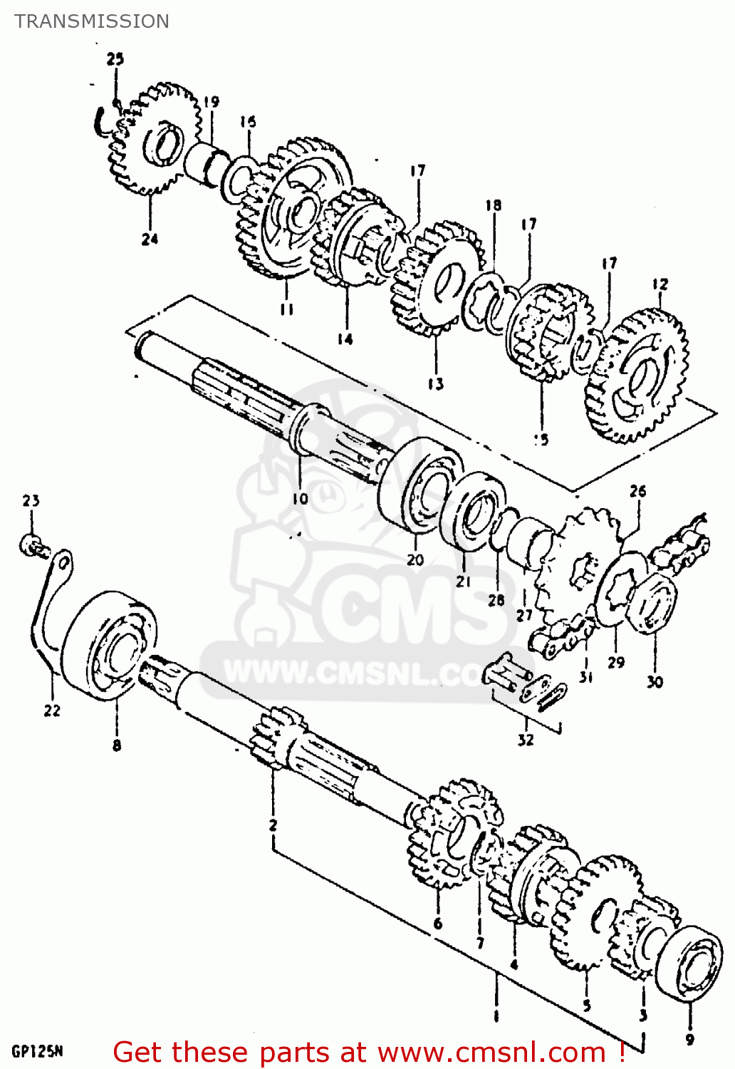 TRANSMISSION GP125 1979 (N) (E01 E02 E04 E06 E13 E17 E18 E21 E22 E24 30 35 41