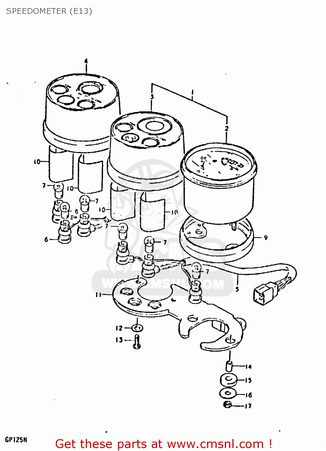 SPEEDOMETER (E13) GP125 1979 (N) (E01 E02 E04 E06 E13 E17 E18 E21 E22 E24 30 35 41