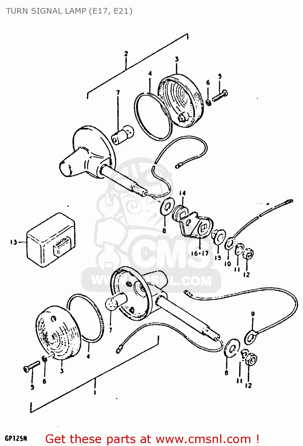 TURN SIGNAL LAMP (E17, E21) GP125 1979 (N) (E01 E02 E04 E06 E13 E17 E18 E21 E22 E24 30 35 41