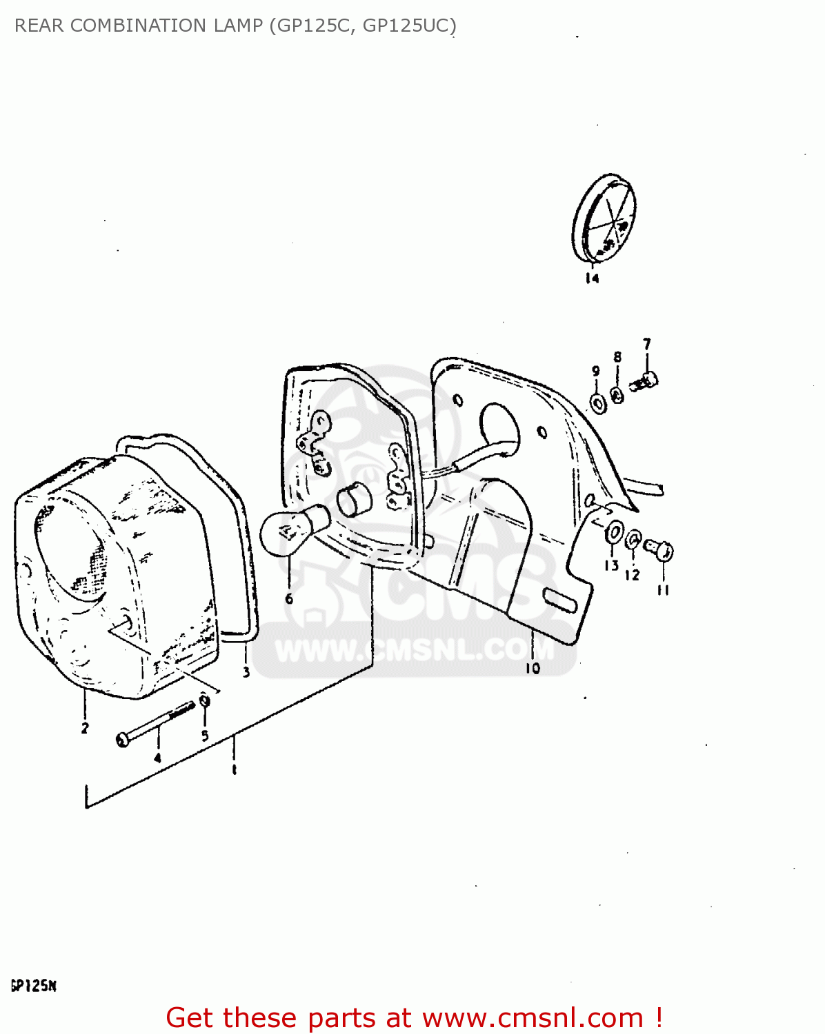 REAR COMBINATION LAMP (GP125C, GP125UC) GP125 1979 (N) (E01 E02 E04 E06 E13 E17 E18 E21 E22 E24 30 35 41