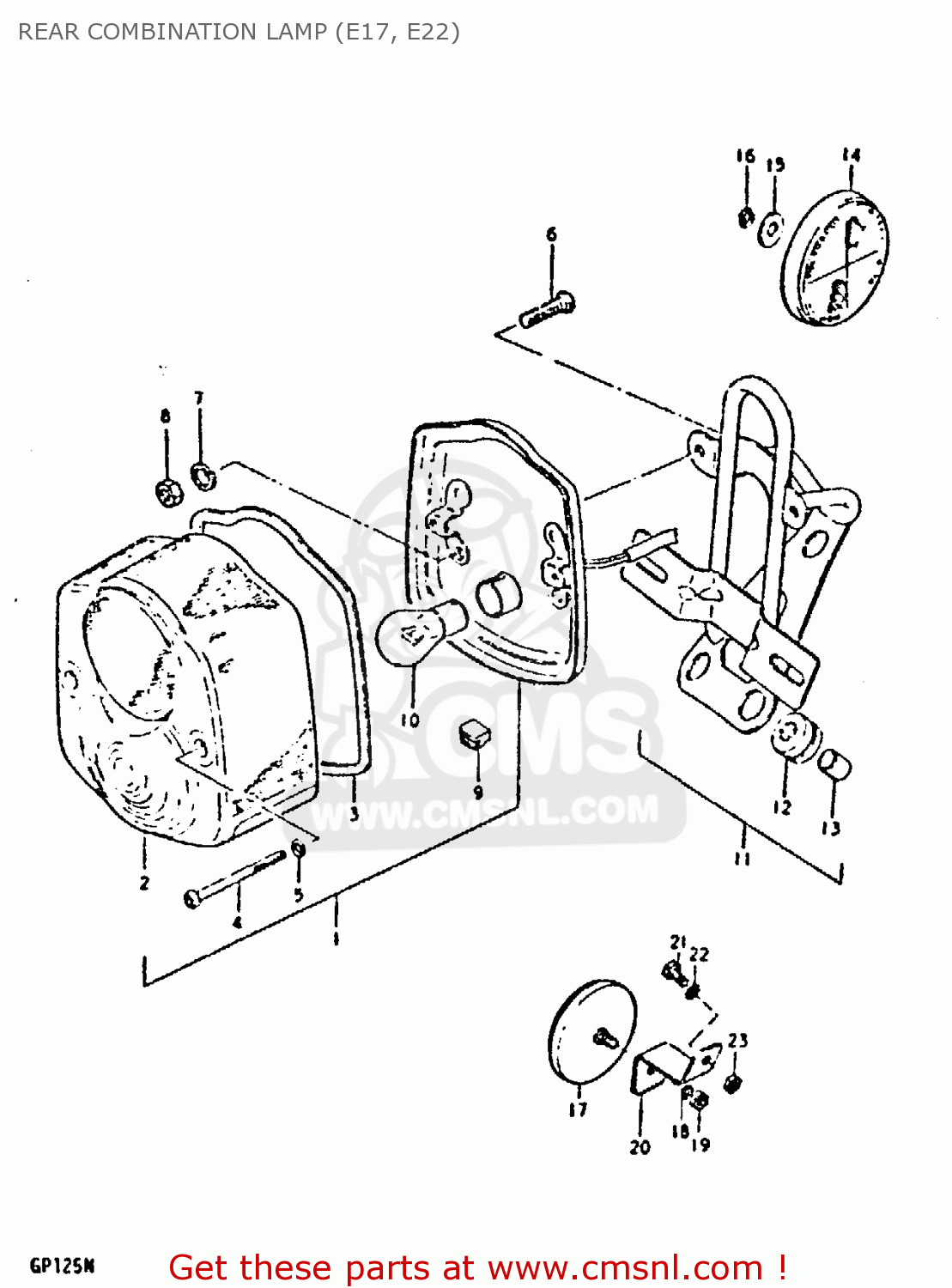 REAR COMBINATION LAMP (E17, E22) GP125 1979 (N) (E01 E02 E04 E06 E13 E17 E18 E21 E22 E24 30 35 41