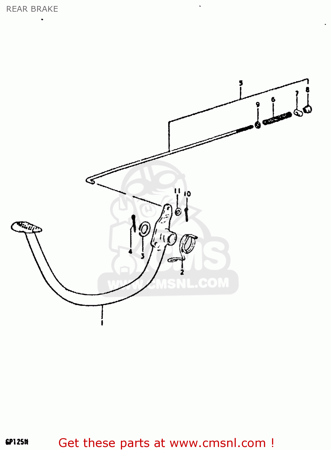 REAR BRAKE GP125 1979 (N) (E01 E02 E04 E06 E13 E17 E18 E21 E22 E24 30 35 41