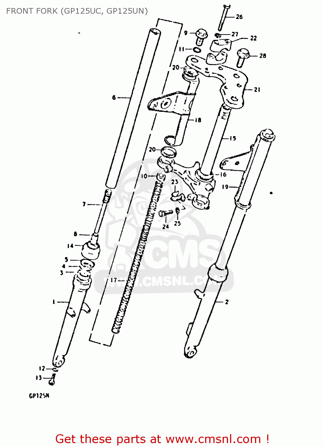 FRONT FORK (GP125UC, GP125UN) GP125 1979 (N) (E01 E02 E04 E06 E13 E17 E18 E21 E22 E24 30 35 41