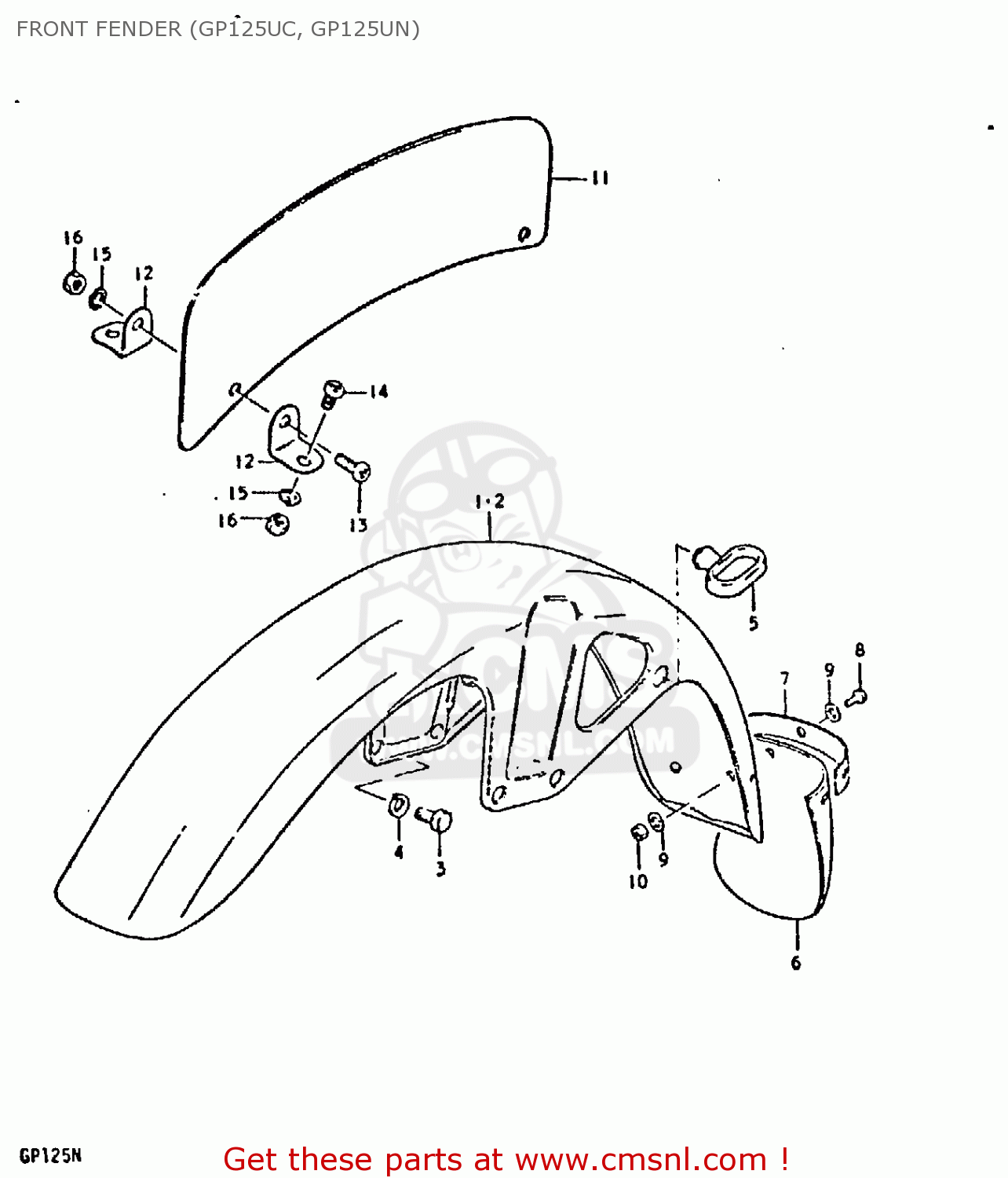 FRONT FENDER (GP125UC, GP125UN) GP125 1979 (N) (E01 E02 E04 E06 E13 E17 E18 E21 E22 E24 30 35 41