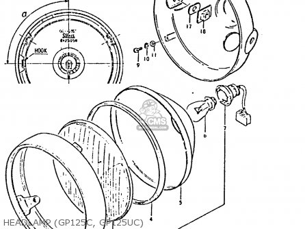 HEADLAMP (GP125C, GP125UC) - GP125 1979 (N) (E01 E02 E04 E06 E13 E17 E18 E21 E22 E24 30 35 41