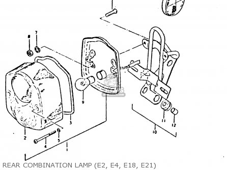 REAR COMBINATION LAMP (E2, E4, E18, E21) - GP125 1979 (N) (E01 E02 E04 E06 E13 E17 E18 E21 E22 E24 30 35 41